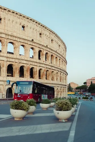 bus by the colosseum